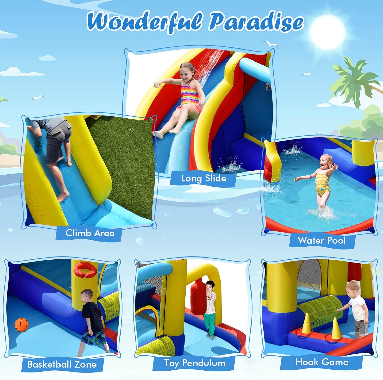 6-in-1 Inflatable Water Park B - Kids Party Games recensione e prezzo