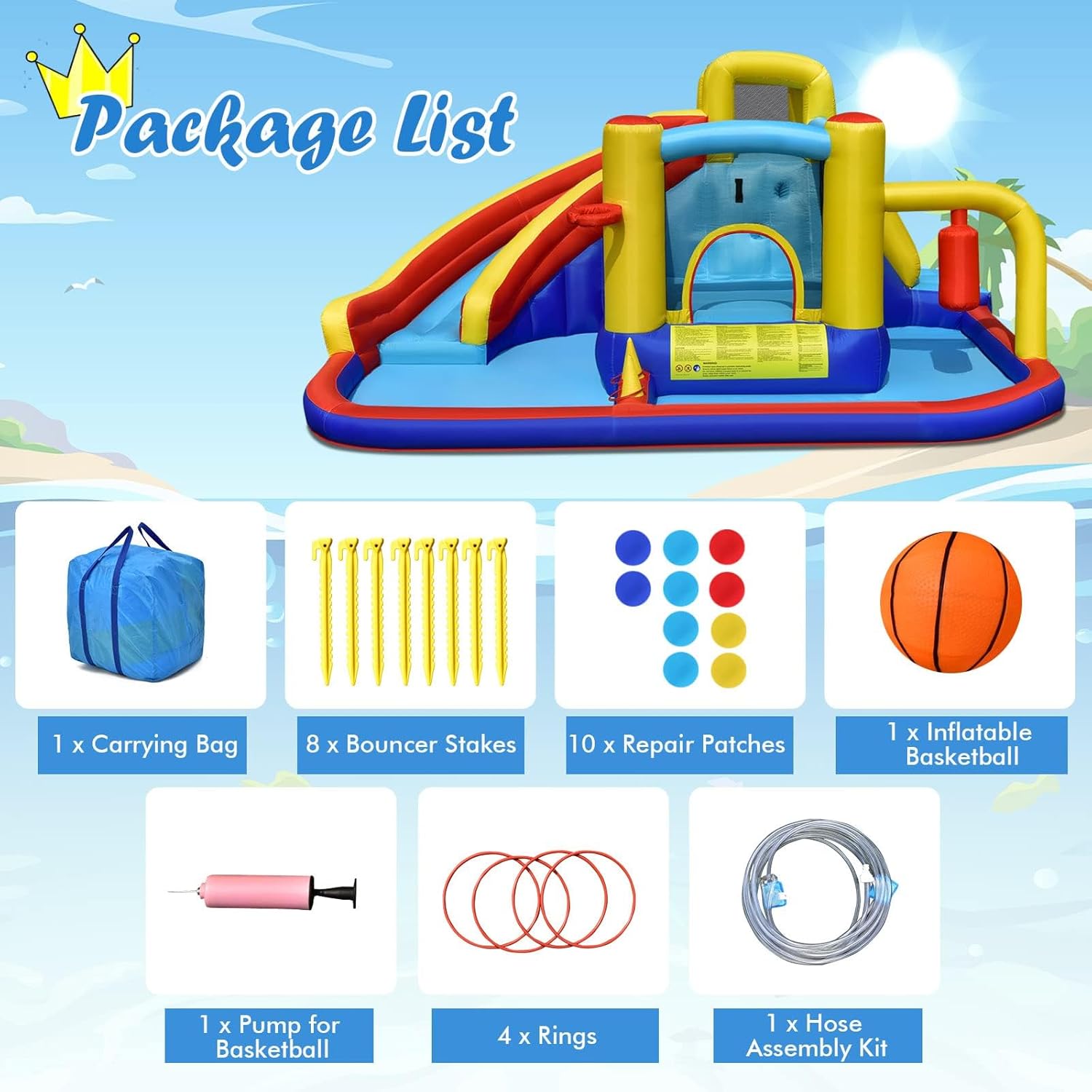 6-in-1 Inflatable Water Park B - Kids Party Games recensione e prezzo